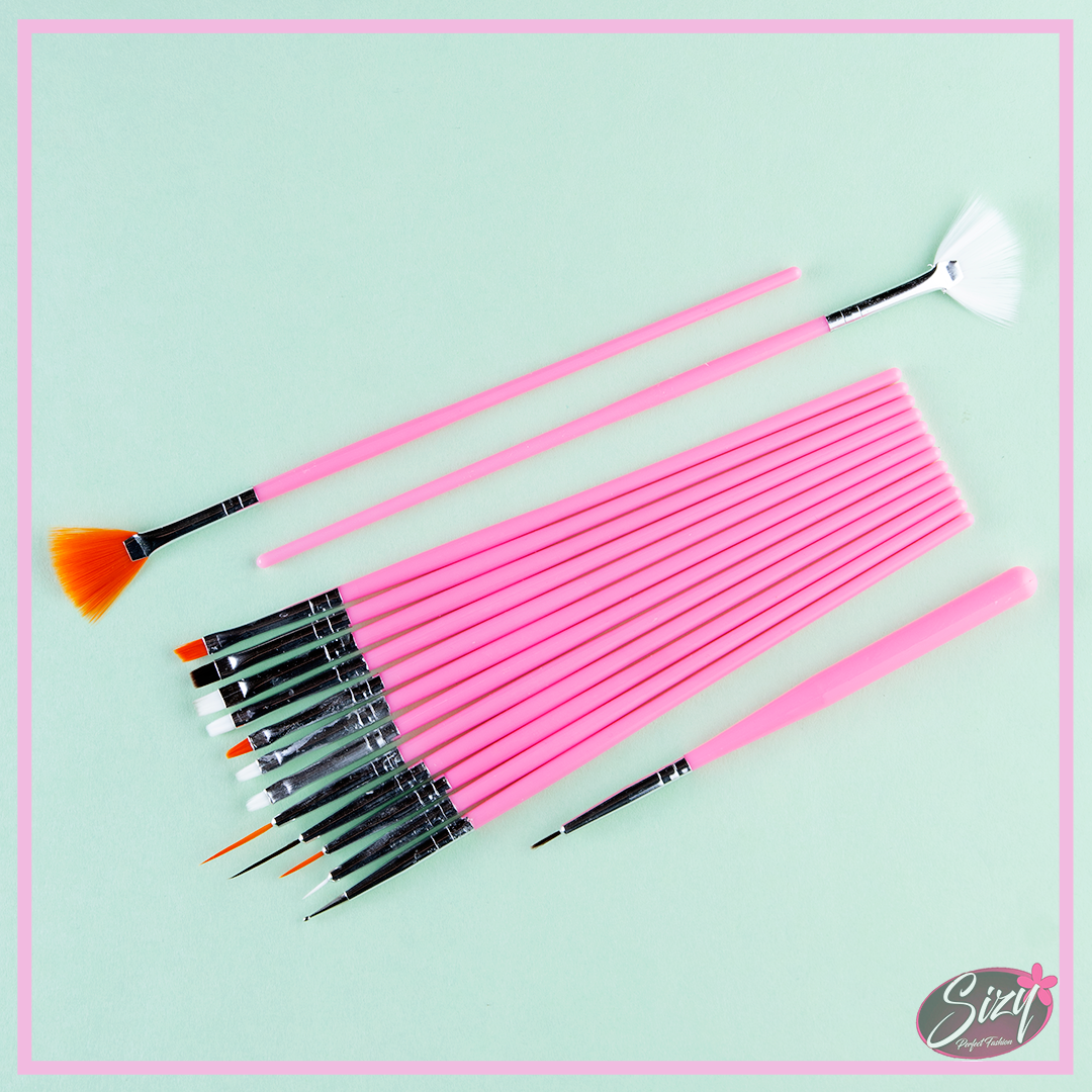 Set 15 Pinceles Para Decoración De Uñas