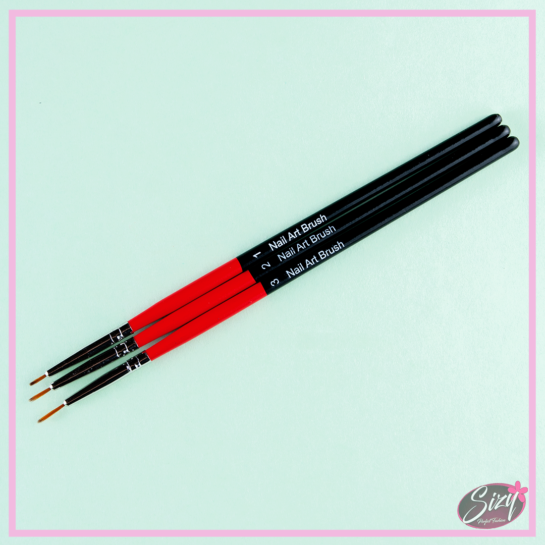 Set 3 Pincel Liner Para Nail Art Enumerado