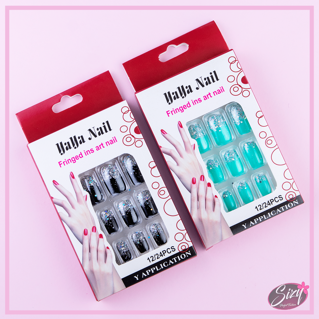 Uñas Postizas Decoradas Cuadradas