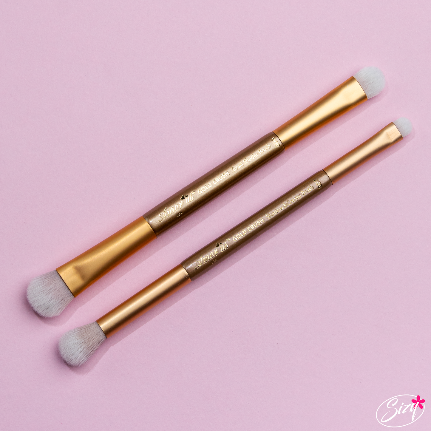 Brocha Abanico Gold Crush & Crease Brush Doble Amorus