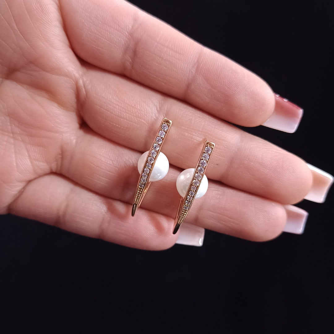 Aretes Argolla V Con Perla