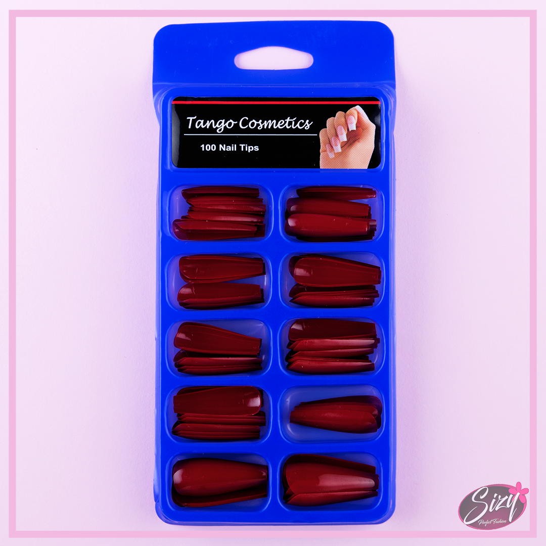 Kit 100 Tips Uñas Postizas Tango Ballerina Rojo