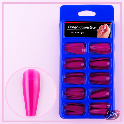 Kit 100 Tips Uñas Postizas Tango Ballerina Fucsia