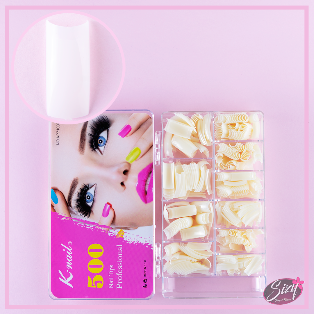 Kit 500 Uñas Postizas K-Nails Cuadradas Natural