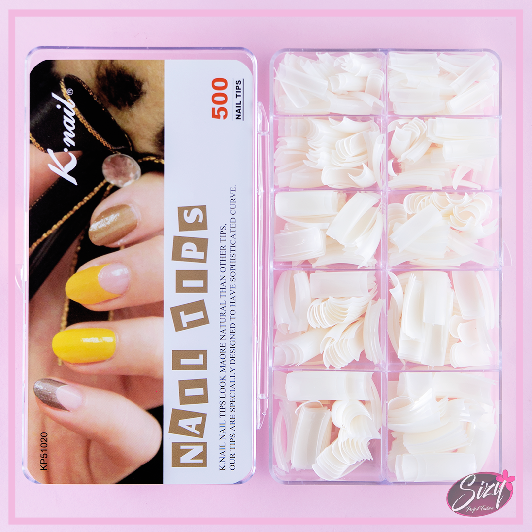 Kit 500 Uñas Postizas K-Nails Cuadradas Natural